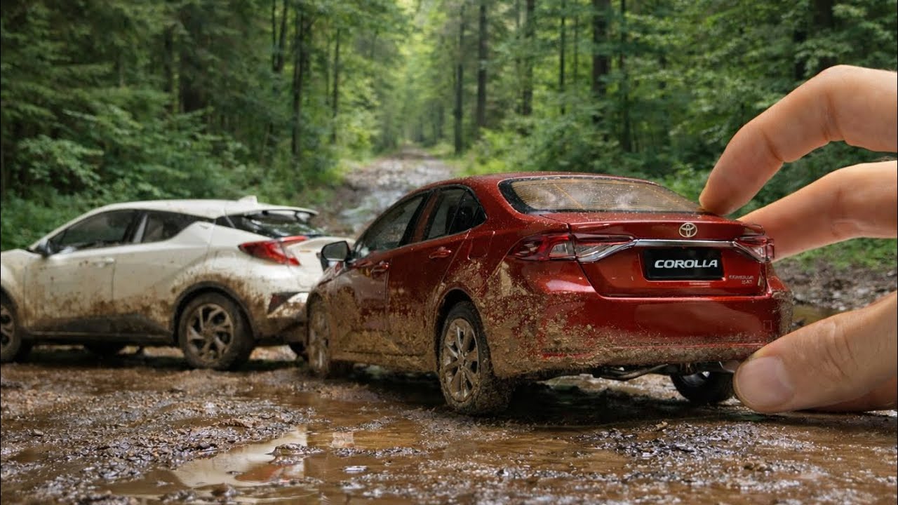What Are These Cars Doing Here? Corolla and C-HR Diecast Model Cars Stuck in the Mud!