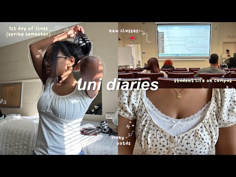 first day of uni ♡︎ freshman year, grwm, spring semester, & student life on campus