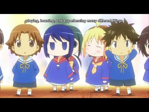 Hiiragi chan teaching about the manners to Anzu chan ,,  Hanamaru Kindergarten 2010 Episode 1