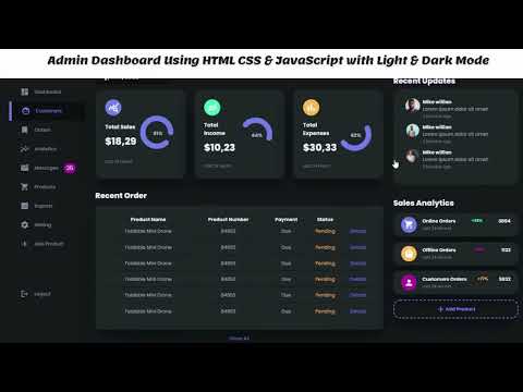 Admin Dashboard Using