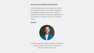 2023 T4G: Accessibility with Microsoft by Hari Tharmakumar