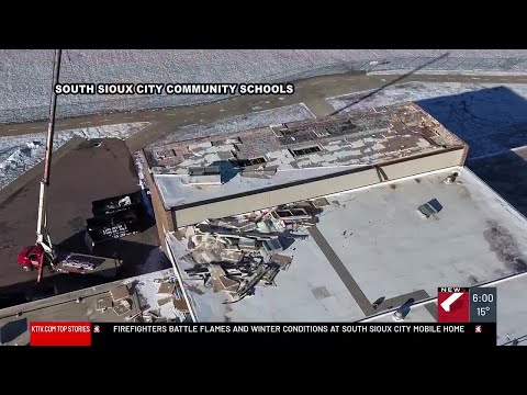 South Sioux City Middle School’s roof damaged after strong winds hit the area