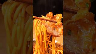 Spicy Noodles 🍜🔥 Juicy Chicken Bite ASMR 🤤 | Ultimate Slurp Satisfaction! #shorts