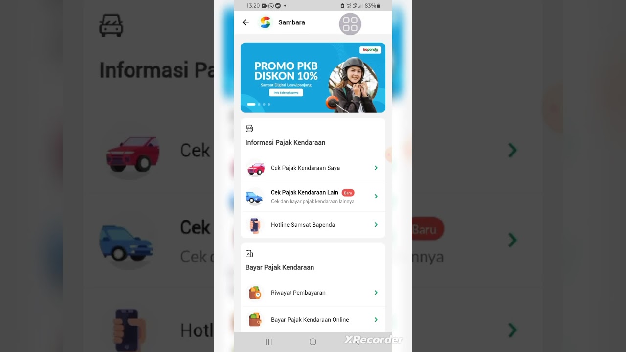 Cara cek pajak kendaraan khusus nya untuk jawa barat di aplikasi sapa warga