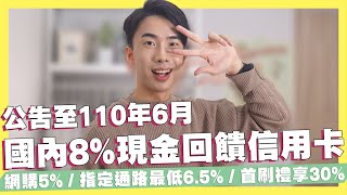 公告至110年6月國內8%現金回饋信用卡！網購最低5%/指定通路最低6.5%/首刷禮30%信用卡/Pi錢包50%回饋｜SHIN LI 李勛 #優惠即時通