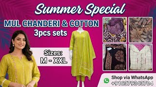 mul Chanderi Premium Collection U0026 Summer Special Cotton 3pcs Set Whatsapp 916379343704