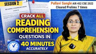 Upsc Csat Rc Master Reading Comprehension In One Go complete Session 2  Air 452 Pallavi Sangle