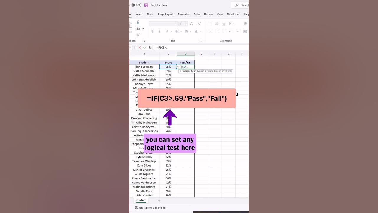 If formula using with pass fail simple method excelquet excel 