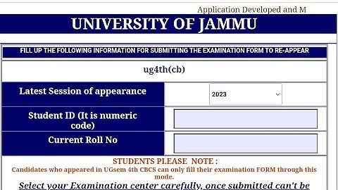 JAMMU UNIVERSITY 4TH SEM EXAMINATION FORM KAISE FILL KARE AND OTHER SEM