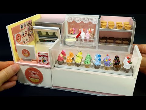 DIY Miniature Realistic shop -  Cupcake shop decor ! Cream , Cupcakes ~