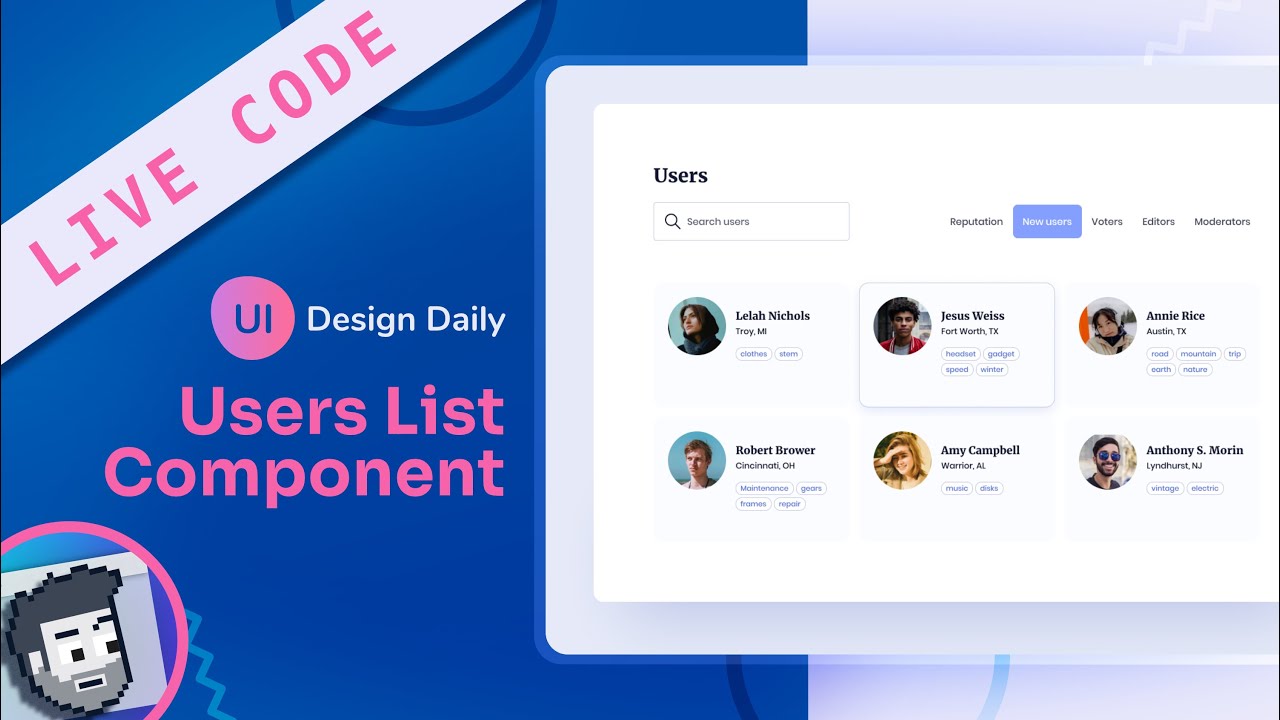Live Code: Users List Component (Beginner HTML, CSS, JavaScript) - YouTube