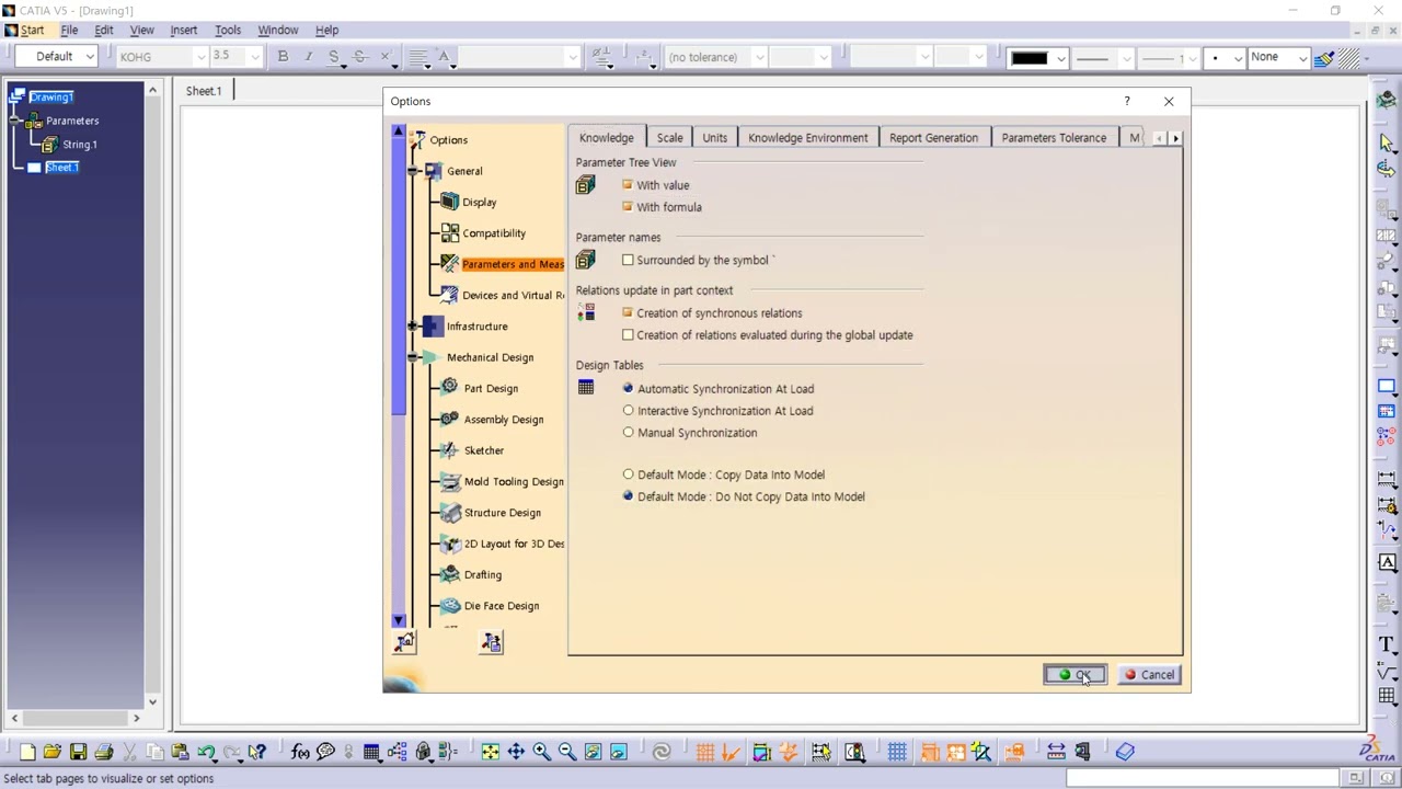 CATIA V5 Drawing Text Link