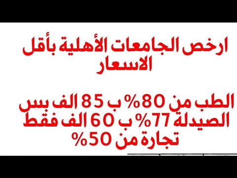 أقل مصاريف الجامعات الأهلية 2022 سواء كليات قمة أو كلية عادية بأقل تنسيق للكليات