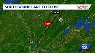Interstate 59 southbound to close for repairs in northeast Alabama