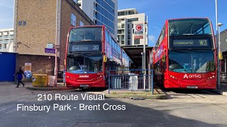 Full Route Visual | 210 Bus Route | TEH1228 LK61BKJ Finsbury Park - Brent Cross