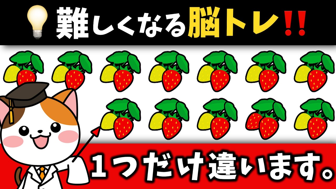 🍓難問！？色んな脳トレに挑戦！1つだけ違うものを探して集中力と注意