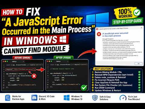 How to Fix “A JavaScript Error Occurred in the Main Process” in Windows – Cannot Find Module