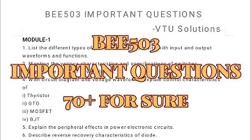 Power electronics, Super important questions, BEE503, 22 scheam, 5th sem, EEE...
