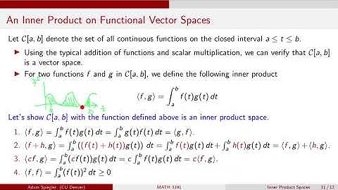 MATH 3191: Inner Product on Continuous Functions