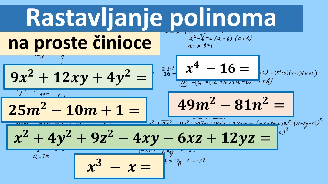 Rastavljanje polinoma na proste činioce primenom kvadrata binoma i razlike kvadrata