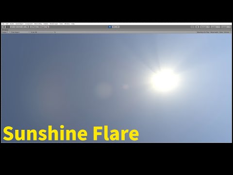Unity3dで、無料で提供されているレンズフレア(太陽のまばゆい光)が出せるシェーダーを試してみた