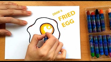 HOW TO DRAW A FRIED EGG - OIL PASTEL - easy and fun for kids