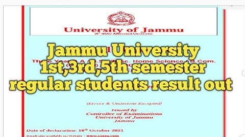 Jammu University 1st ,3rd ,5th semester result out regular students