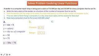 Solves Problem Involving Linear Functions