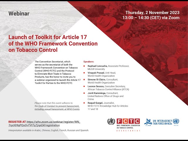 Launch of Toolkit for Article 17 of the WHO Framework Convention on Tobacco  Control