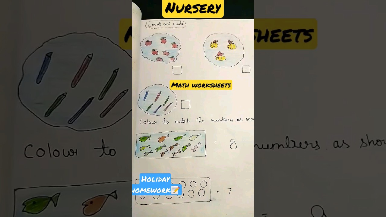 Holiday homework nursery math worksheetsnursery nurserymath