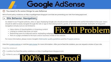 How To Fix Site Behaviour Navigation Problem of Google Adsense Approval  Fix with Live Proof