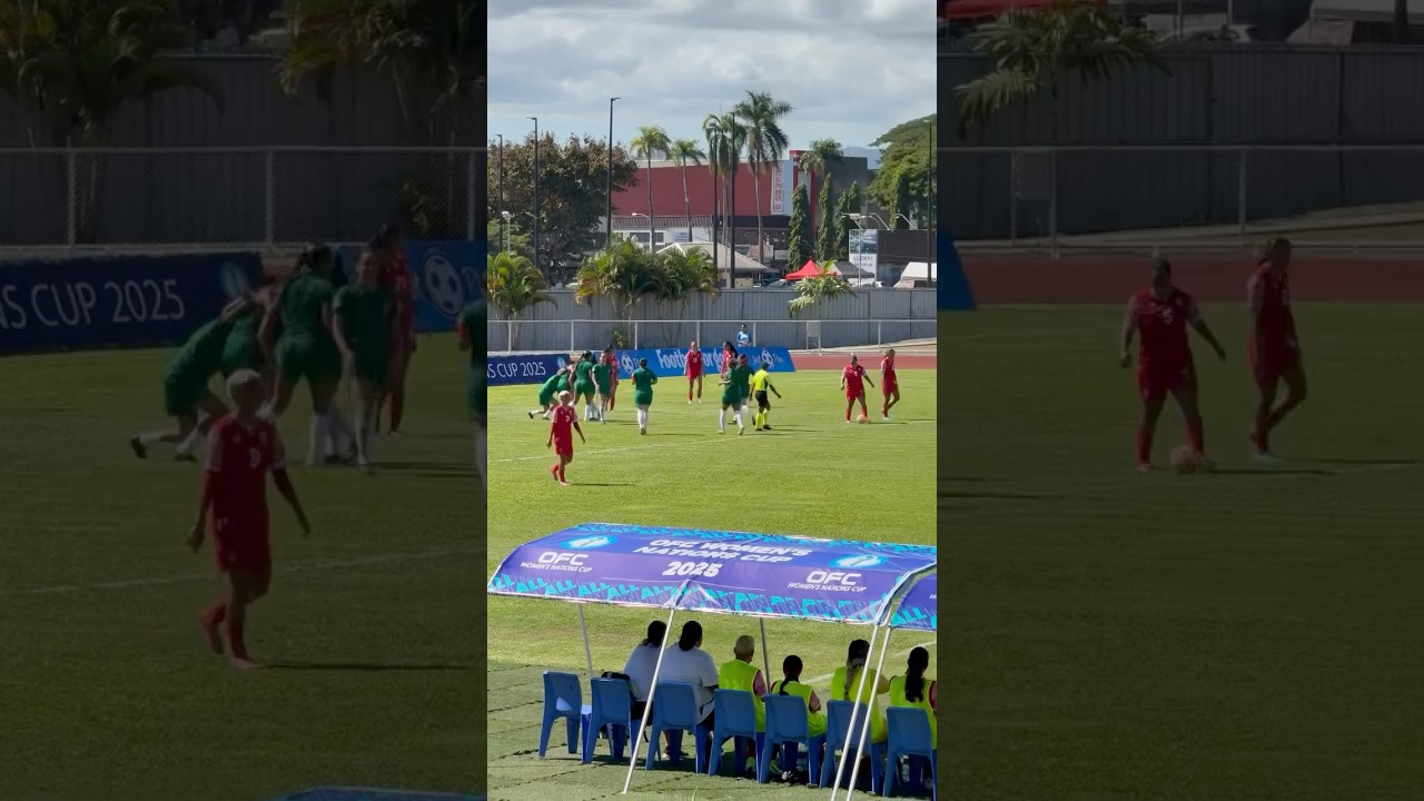Cook Islands International Tearoa Rouru scores the first goal of the 2025 OFC Women's Nations Cup