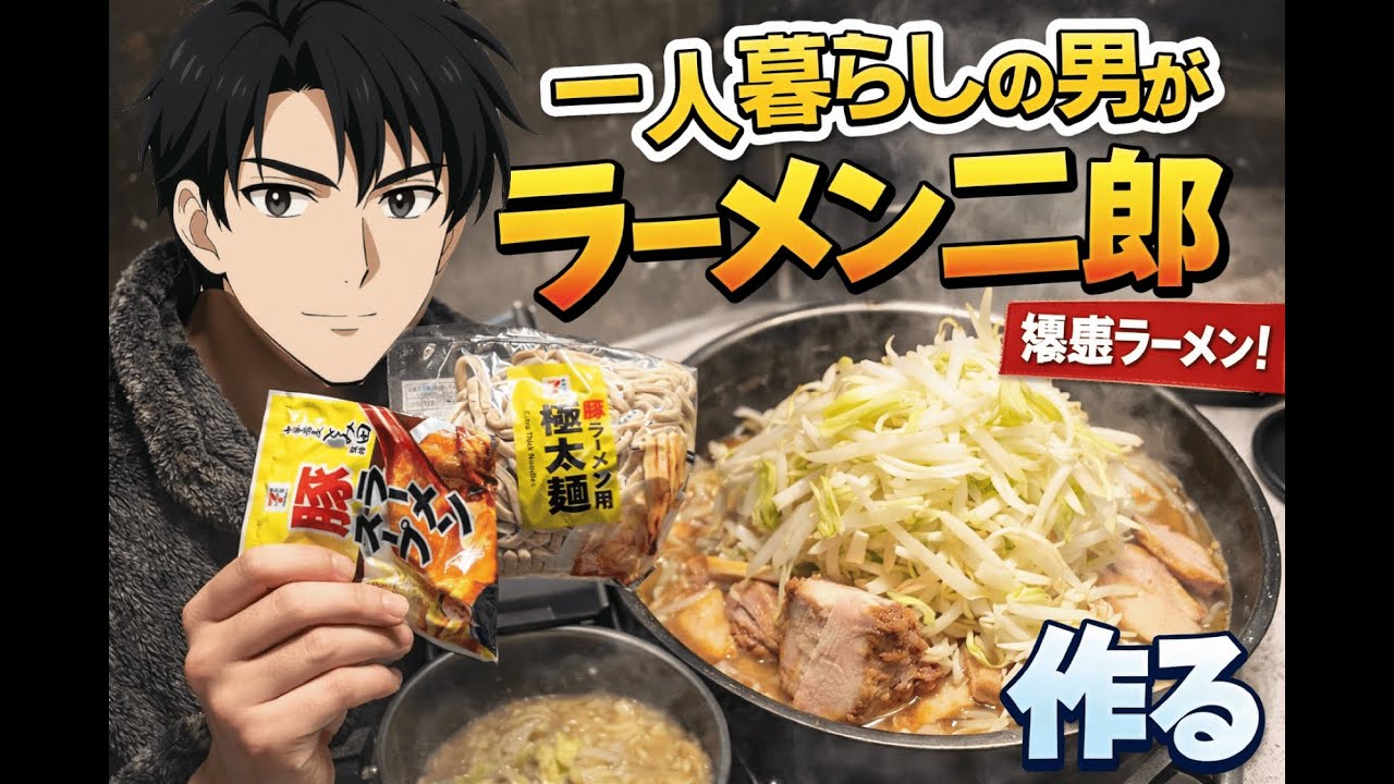 【ラーメン二郎】セブンイレブン行ったらラーメン二郎売ってたから作る