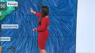 Felicia Combs - Tight Red Dress - Weather Channel - Rear View - Easy On The Eyes
