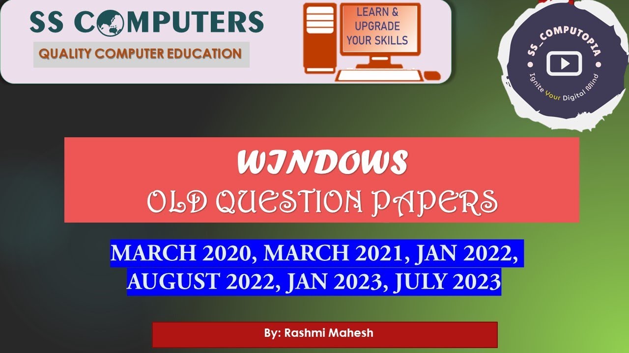 WINDOWS MCQ WINDOWS OLD QPR YouTube