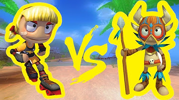 Beach Buggy Racing 1000HP Cars - Roxie Roller vs Oog-oog vs all - Split Screen PS4