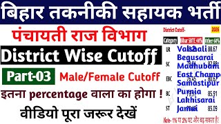 बिहार तकनीकी सहायक भर्ती Cutoff 2026🚨||Part-03||PRD TA District Wise Cutoff✅#btscje