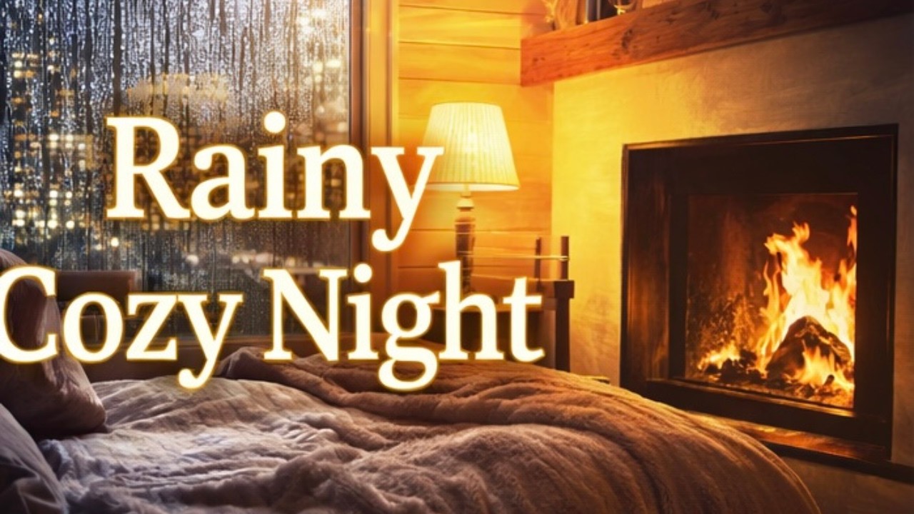 Cozy Rainy Bedroom with Fireplace 🔥 Rain Sounds for Sleep, Relax & Study (8 Hours)