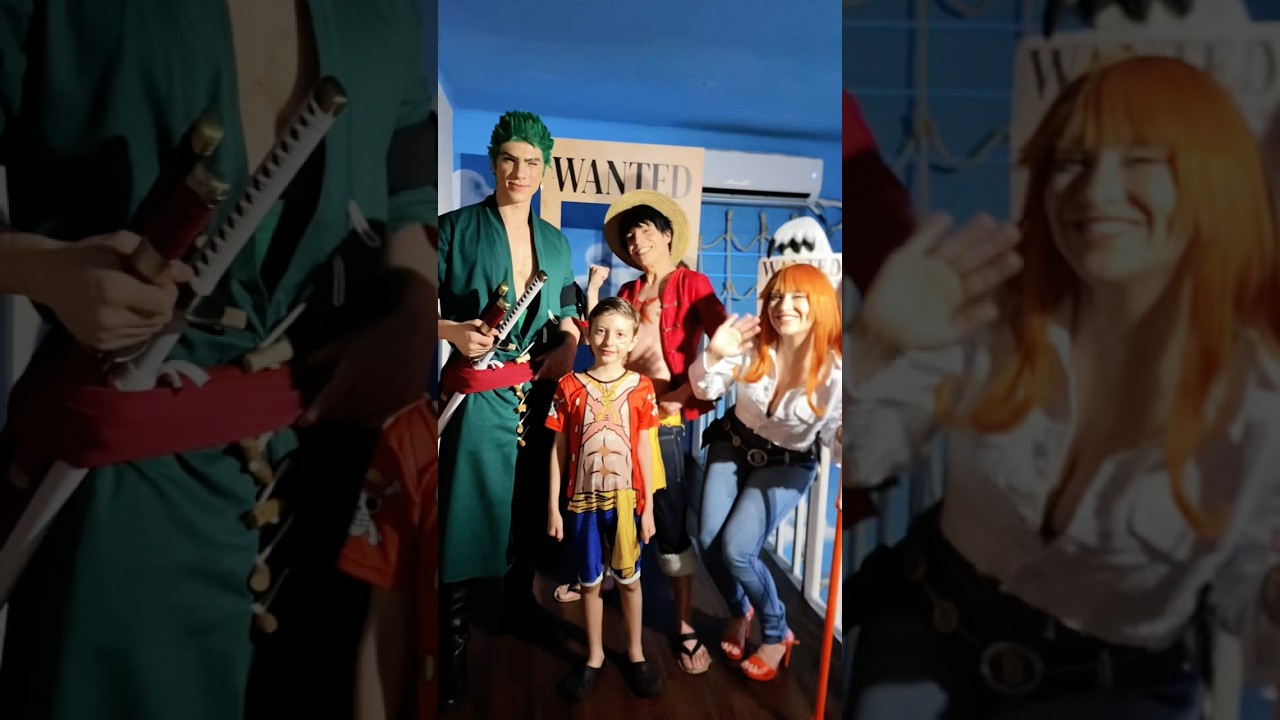Final de semana das crianças com Cosplayers na Jolly Roger Burger #luffy #zoro #nami #buggy #cosplay