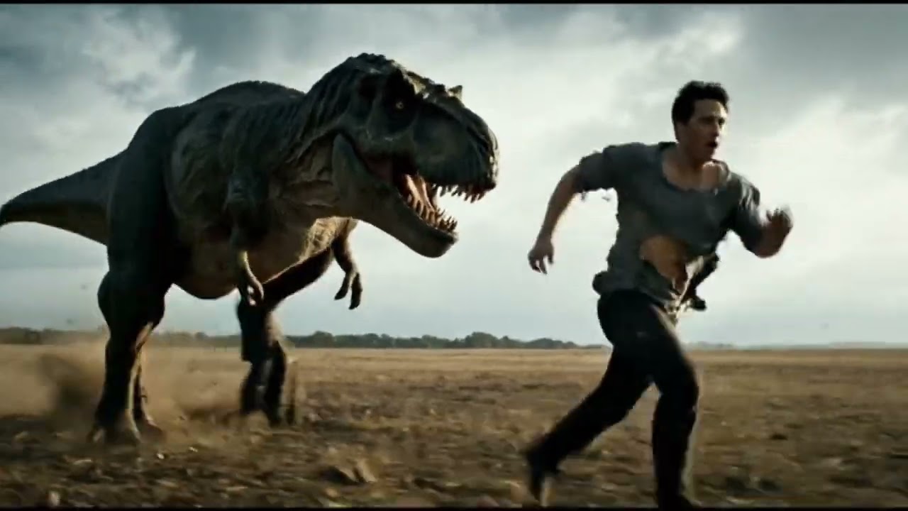 A man running desperately in an open field 