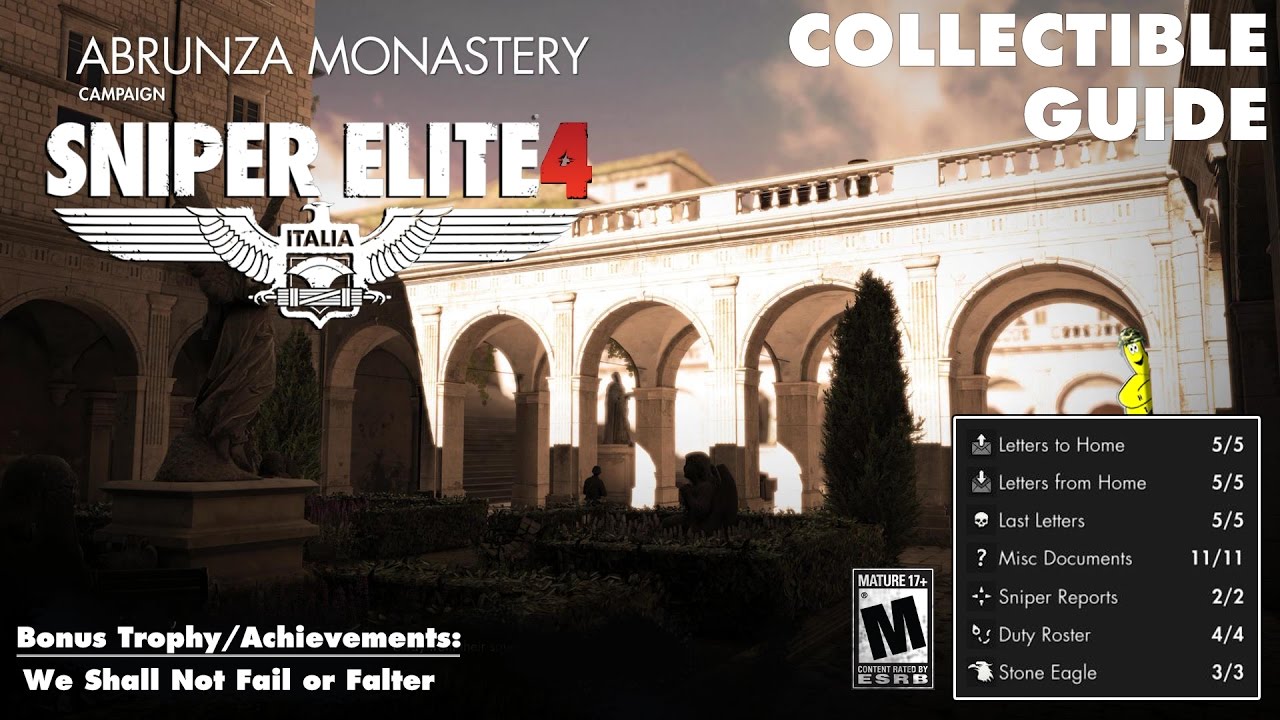 Sniper Elite 4: Уровень 5 / Монастырь Абрунза (Руководство по коллекционным предметам) - HTG