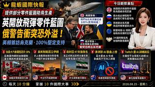 英國開放長程飛彈零件藍圖！俄方警告：衝突恐跨出烏克蘭｜2026-08-25 AI龍蝦快報