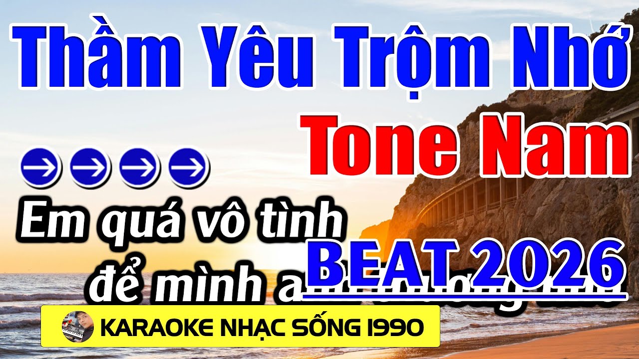 Thầm Yêu Trộm Nhớ - Karaoke Tone Nam ( C#m ) - Beat Hay 2026 - Karaoke Nhạc Sống 1990 - Beat Mới