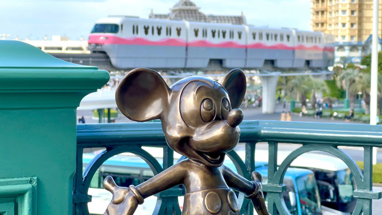 ミッキー像とリゾラ】ディズニーリゾートライン 走行シーン集