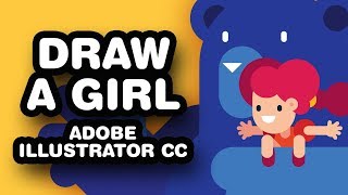 How to DRAW EASY in Adobe Illustrator CC, Cartoon GIRL AND BEAR, Drawing a Story, Gigantic