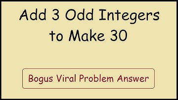 Finding 3 Odd Numbers That Sum to 30