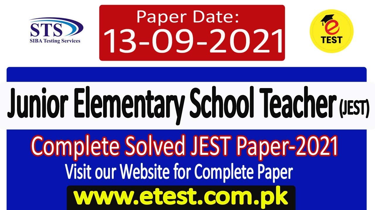 Junior Elementary School Teacher JEST Paper 13-09-2021||JEST Solved Paper 2021||ETEST