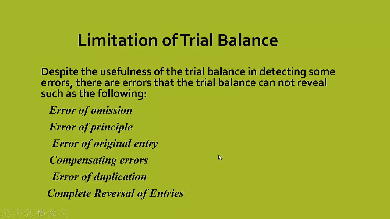 Casharka 10aad Trial Balance Errors Detection Limitation And Locating 