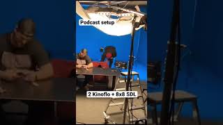 Podcast lighting setup with 2 Kinoflo’s and 8x8 SDL