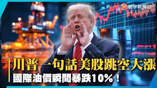 川普一句話美股跳空大漲 國際油價瞬間暴跌10%！｜#寰宇全視界